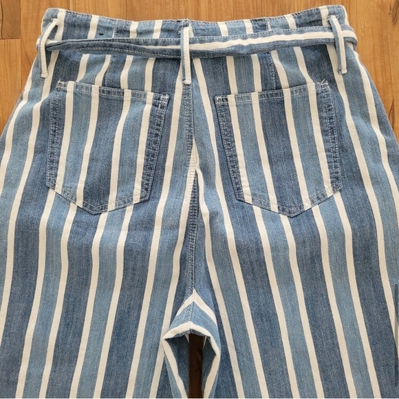 Ann Taylor High-Rise Wide Leg Denim Ankle Pants Stripe Blue White Waist Tie Sz 6 - Picture 8 of 16